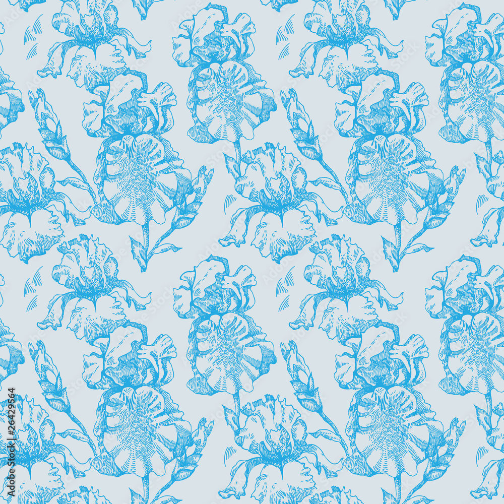 Floral seamless pattern with iris flowers Floral seamless pattern with iris flowers