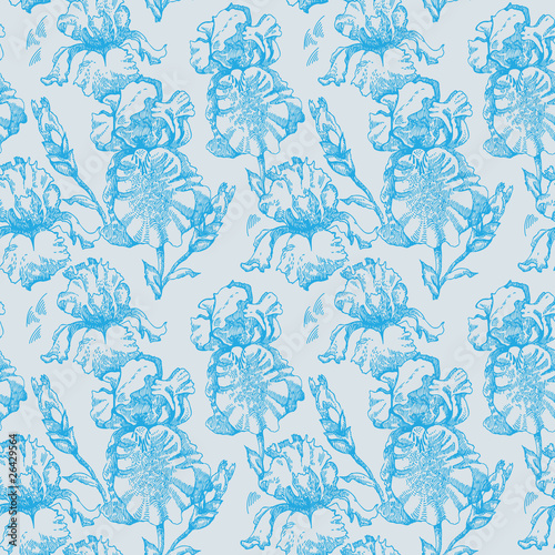 Wallpaper Mural Floral seamless pattern with iris flowers Torontodigital.ca