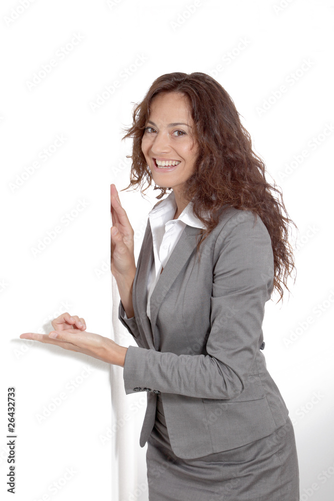 Businesswoman doing expressions on white background Businesswoman doing expressions on white background