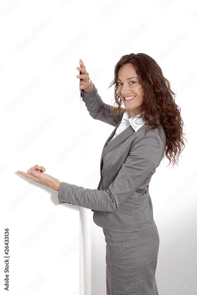 Businesswoman doing expressions on white background Businesswoman doing expressions on white background
