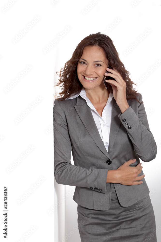 Businesswoman doing expressions on white background Businesswoman doing expressions on white background