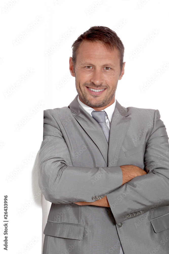 Businessman doing expressions on white background Businessman doing expressions on white background