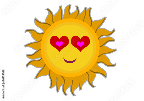 Loving Sun Cartoon Character Illustration in Vector