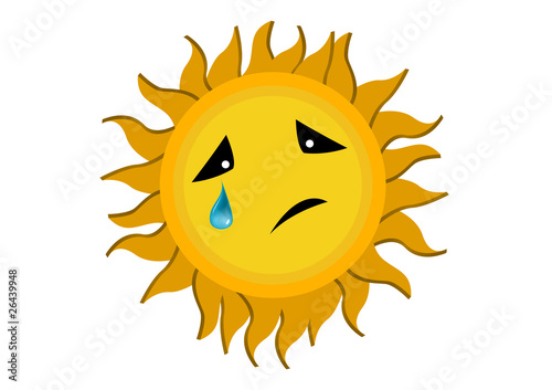 Crying Sun Cartoon Character Illustration in Vector