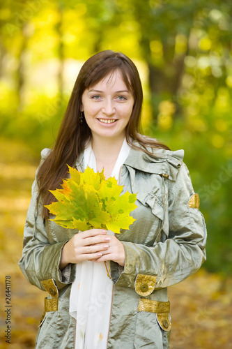 girl with autumn bouquet photo