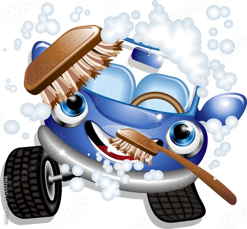 Backpack Auto Lavaggio Cartoon-Car Wash-Vector 