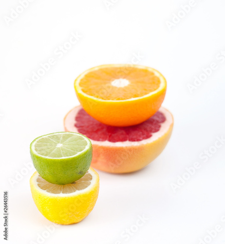 composition with lemon  orange  lime and grapefruit on white