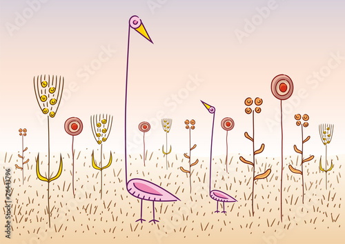 strani uccelli e fiori