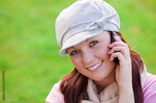 caucasian woman talking on the phone