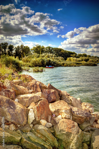 Lake in windy weather