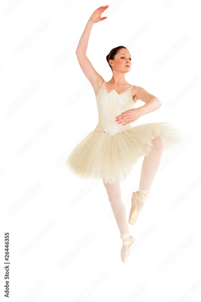 Ballerina training against a white background Ballerina training against a white background