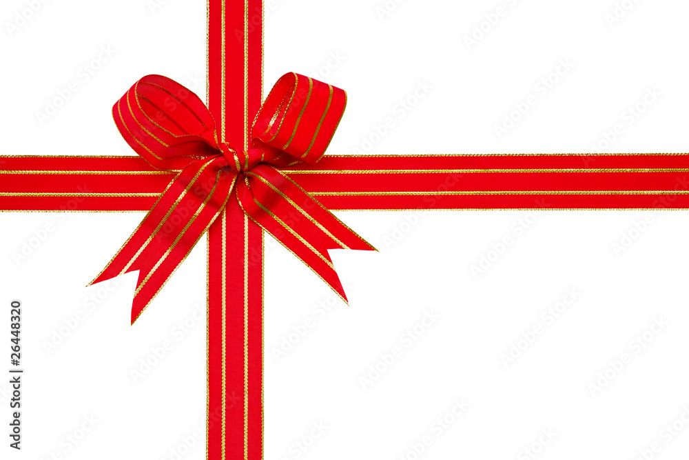 Red gold gift ribbon and bow Clipping path Red gold gift ribbon and bow Clipping path