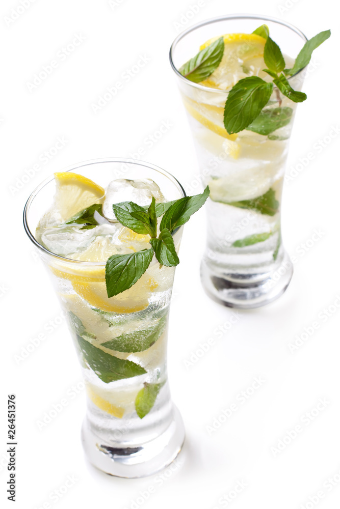 cold fresh lemonade. Isolated on white background cold fresh lemonade. Isolated on white background