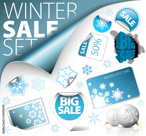 Set of winter discount elements