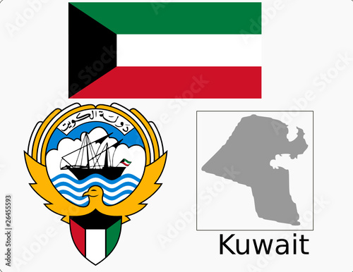 Kuwait flag national emblem map
