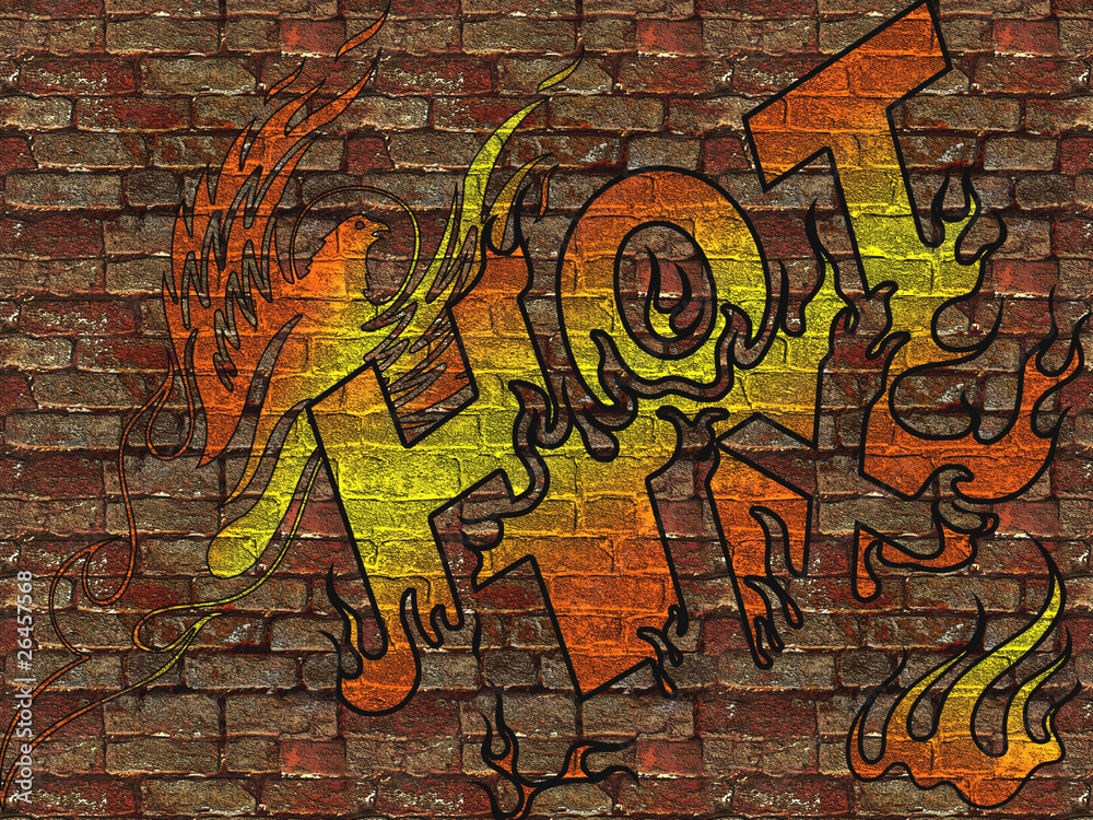 Fototapeta premium Wall painted with graffiti