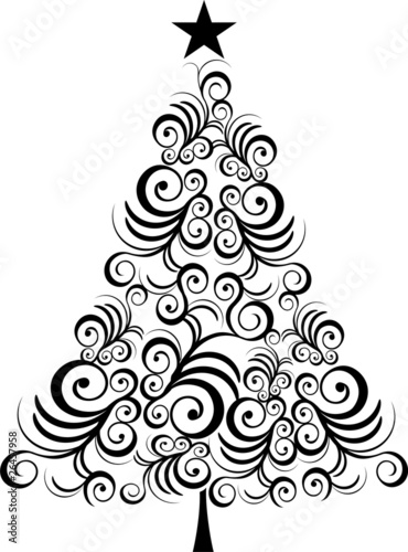 Christmas tree black outline