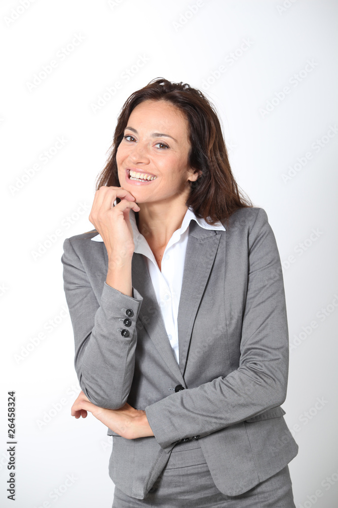 Smiling businesswoman on white background Smiling businesswoman on white background