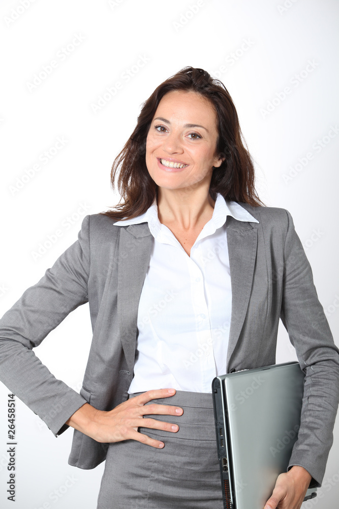 Smiling businesswoman on white background Smiling businesswoman on white background