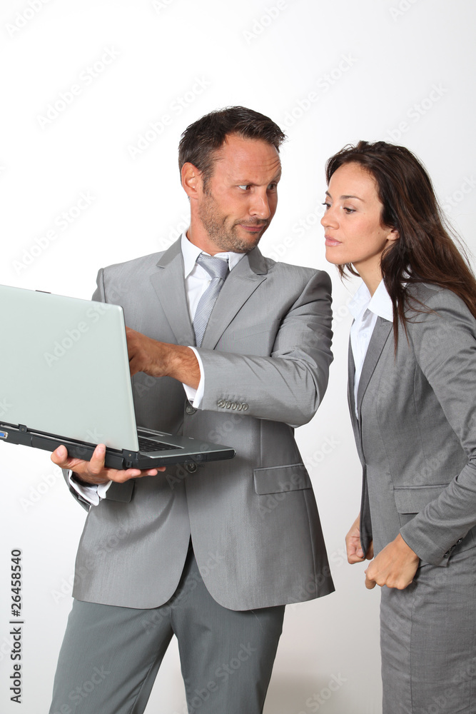 business partners standing on white background