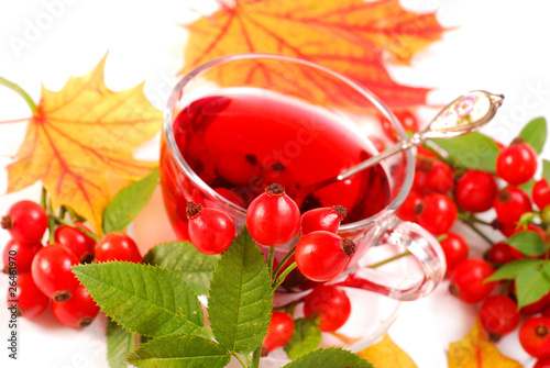 glass of rose hip tea photo