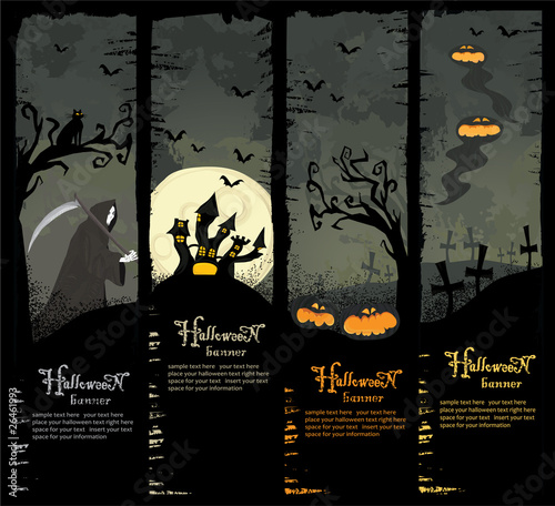 Four Halloween banners