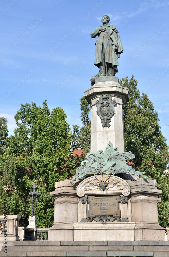 Statue of Adam Mickiewicz in Warsaw. Poland