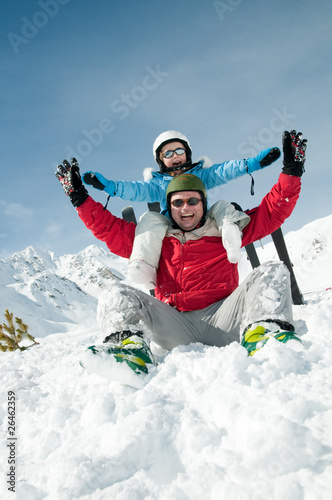 Family have fun on ski