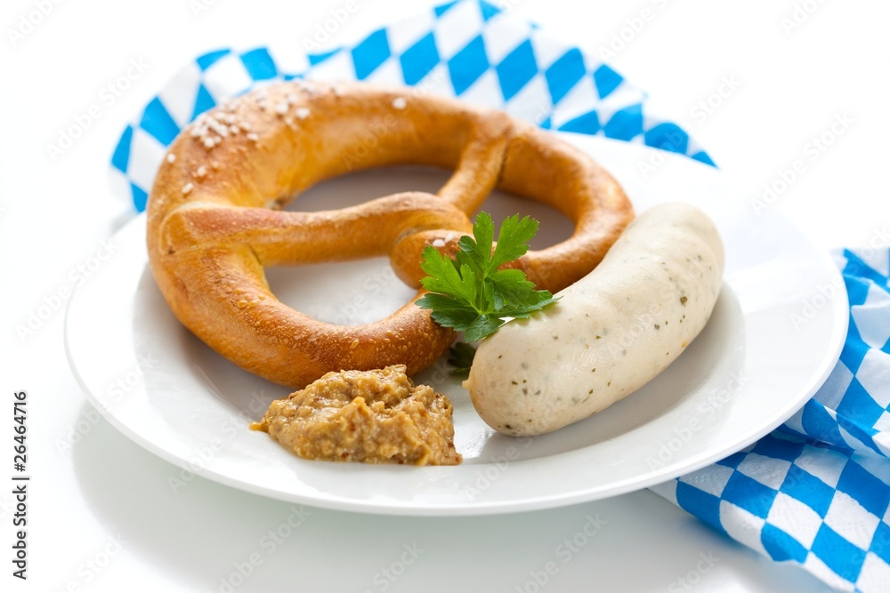 bavarian white sausage and pretzel