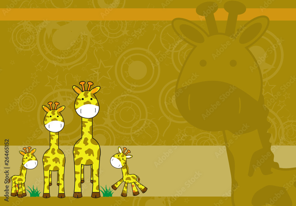Fototapeta premium giraffe family cartoon background in vector format 