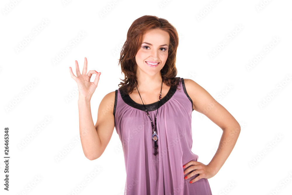 Attractive woman showing ok Attractive woman showing ok