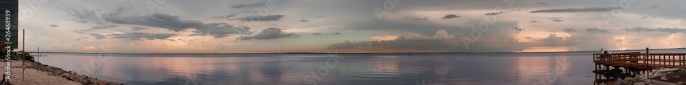 panorama of thunder clouds over the ocean