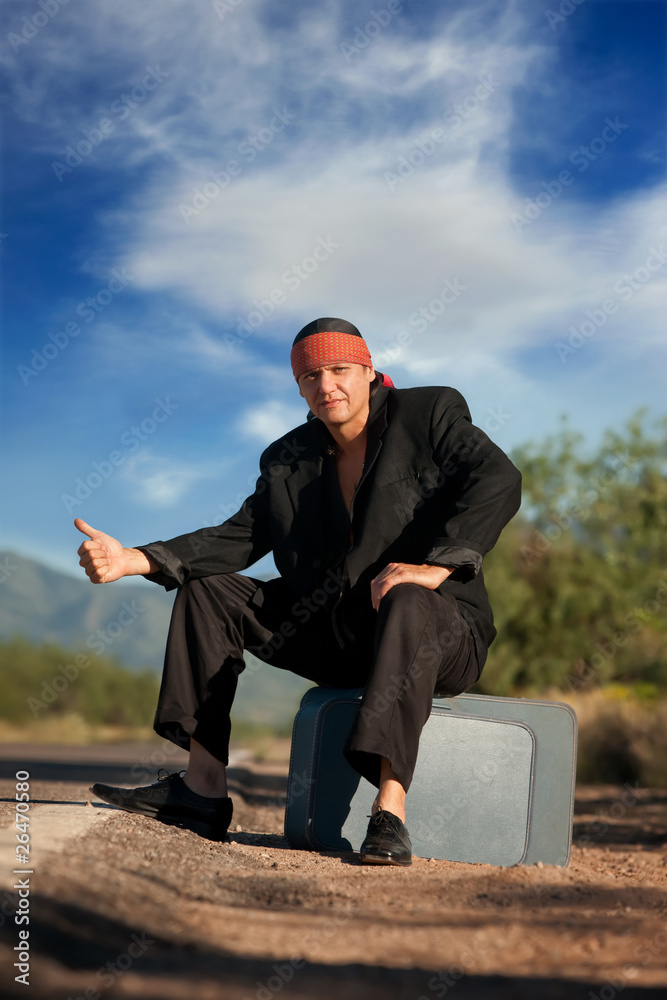 Indigenous man by the side of the road Indigenous man by the side of the road
