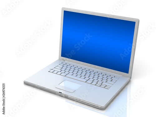Professional Laptop on white background with reflection