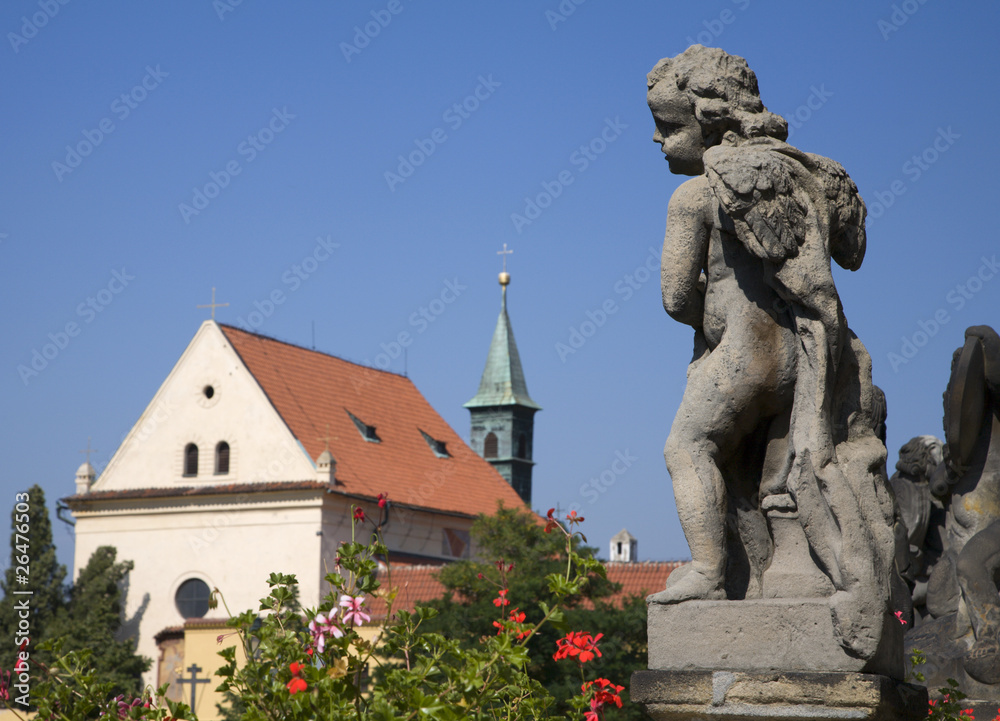 Prague - baroque angel by Loreto church
