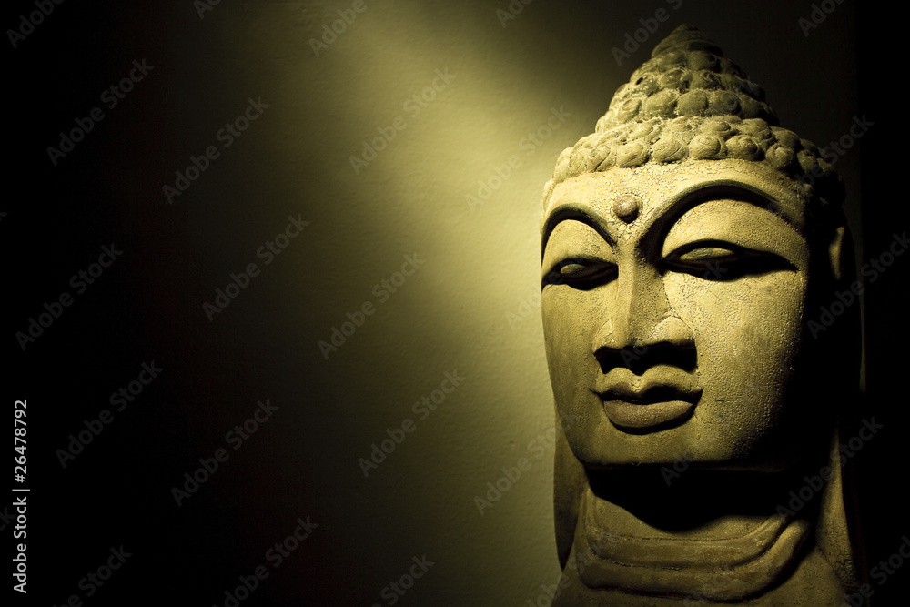 Buddha wooden head statue
