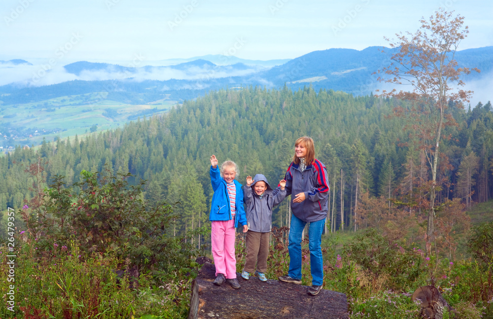 Family in mountain