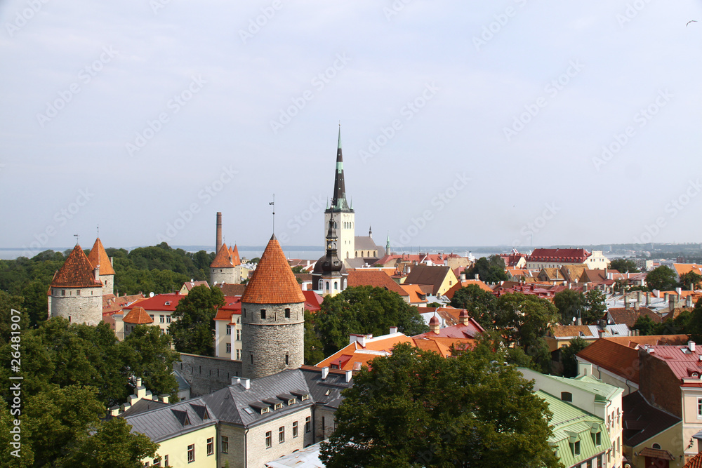 Old Tallinn panorama with Baltic sea