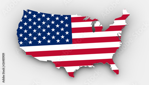 USA Flagge auf Landkarte