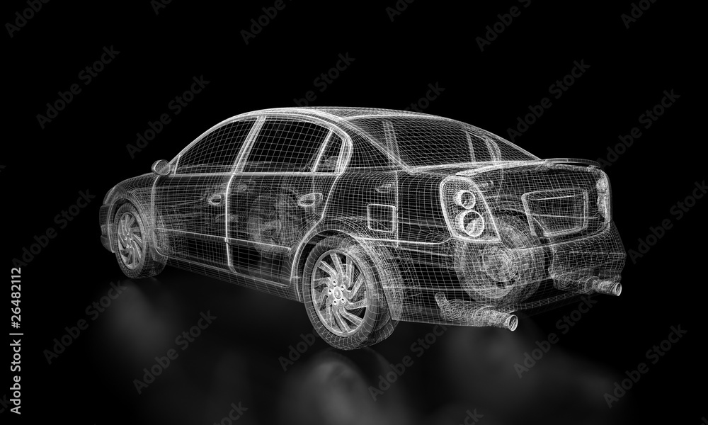 Naklejka premium Wireframe Car