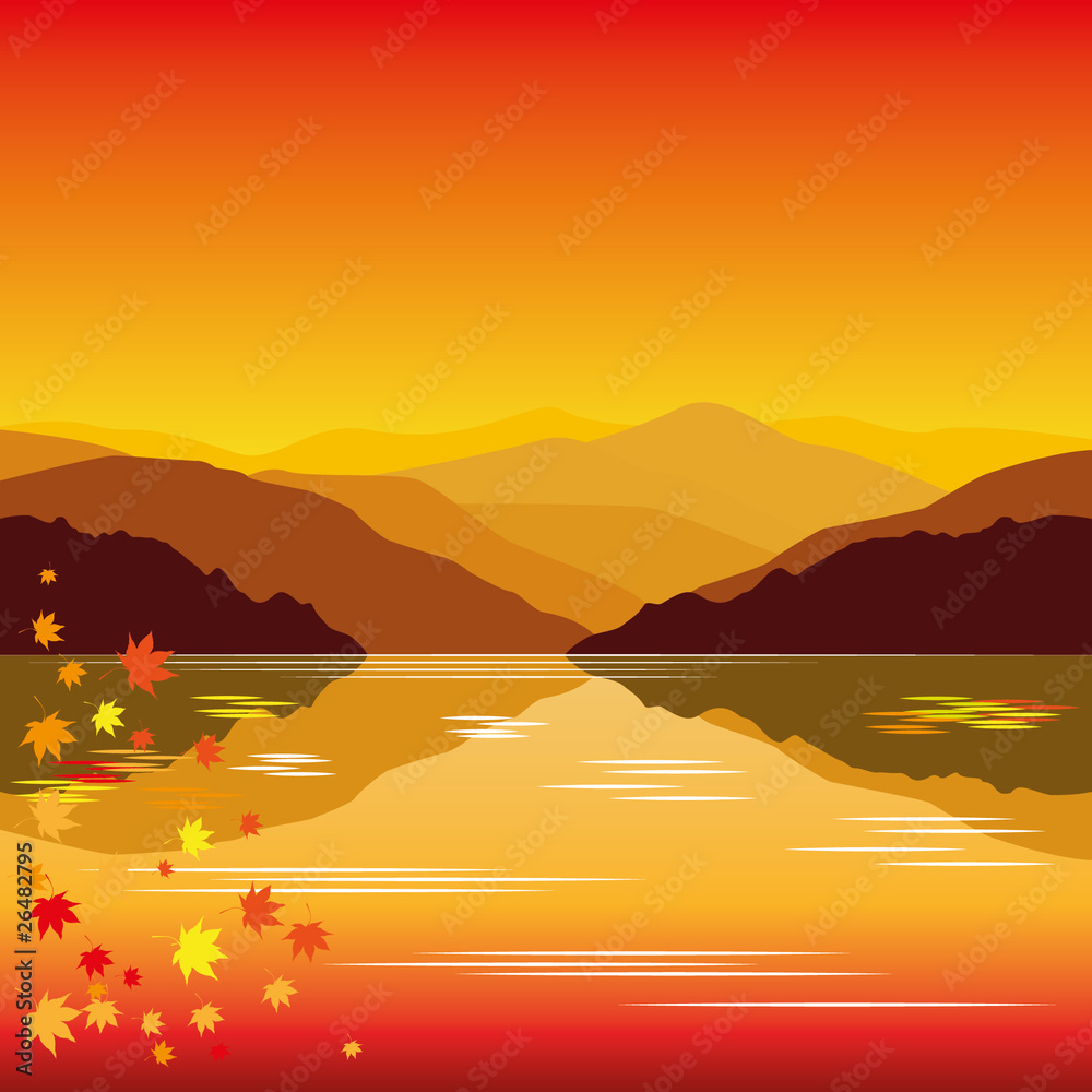 Autumn lake vector Autumn lake vector