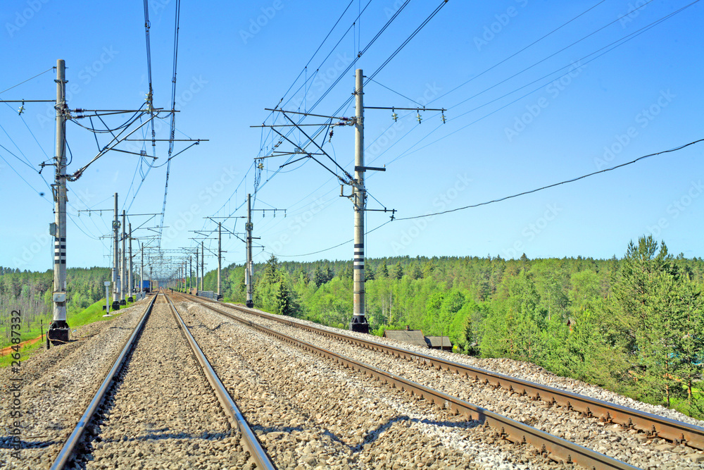 Railway track and catenary Railway track and catenary
