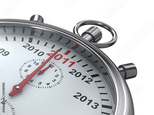 year calendar on stopwatch....