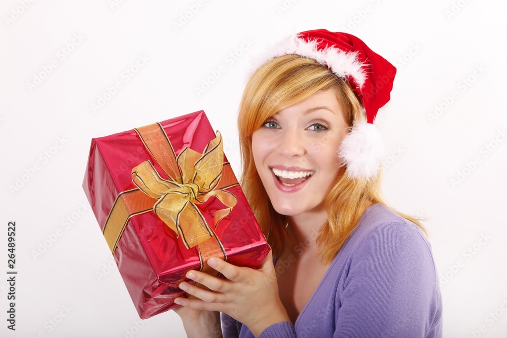 beautiful young woman with a present beautiful young woman with a present