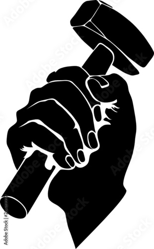 hard workers' symbol - hand holding hammer