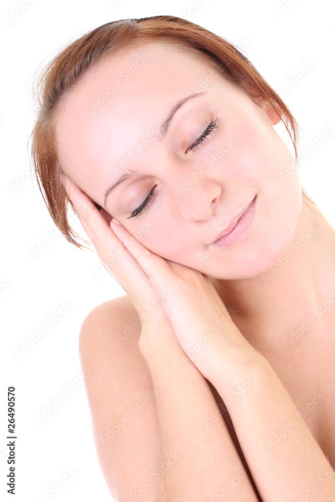 close-up portrait of young healthy red-haired woman close-up portrait of young healthy red-haired woman