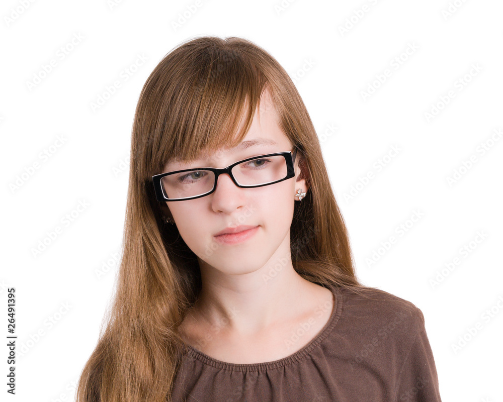 teenager in glasses