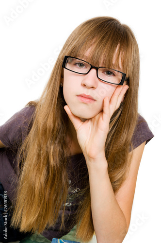 teenager in glasses