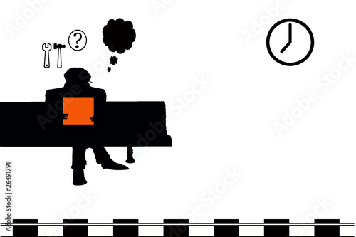 Hombre fumando leyendo periodico buscando empleo