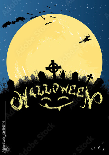 Obraz na płótnie Halloween invitation or card in blue and black w salonie